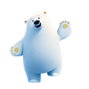 Rupert the mascot of prethinks jumping and dancing